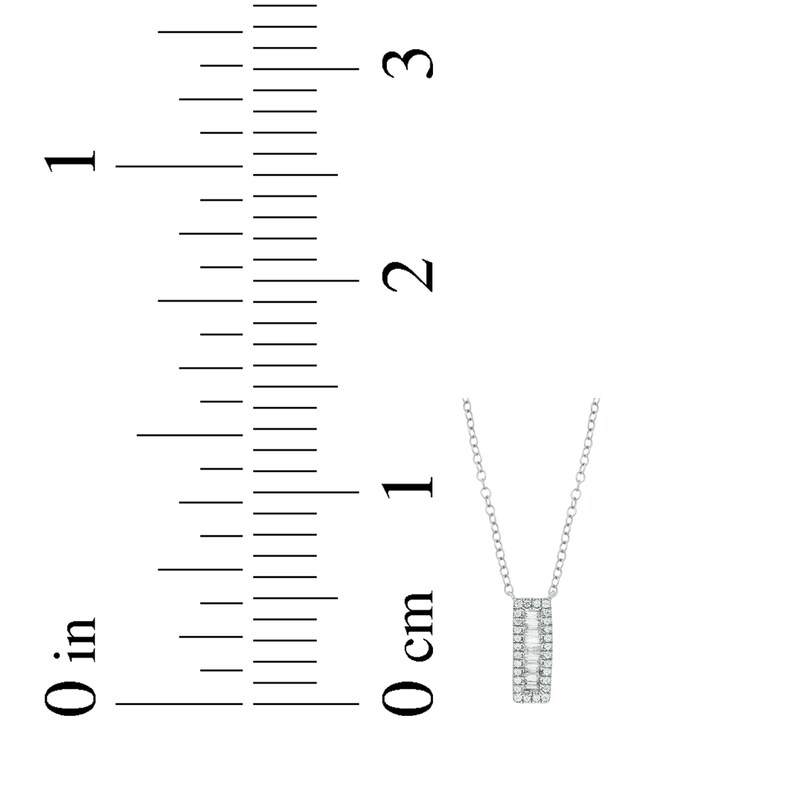 Main Image 3 of Baguette & Round-Cut Diamond Linear Necklace 1/4 ct tw 10K White Gold 18"
