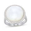 Thumbnail Image 1 of STUDIO BY KAY Mother-of-Pearl & White Lab-Created Sapphire Halo Ring Sterling Silver