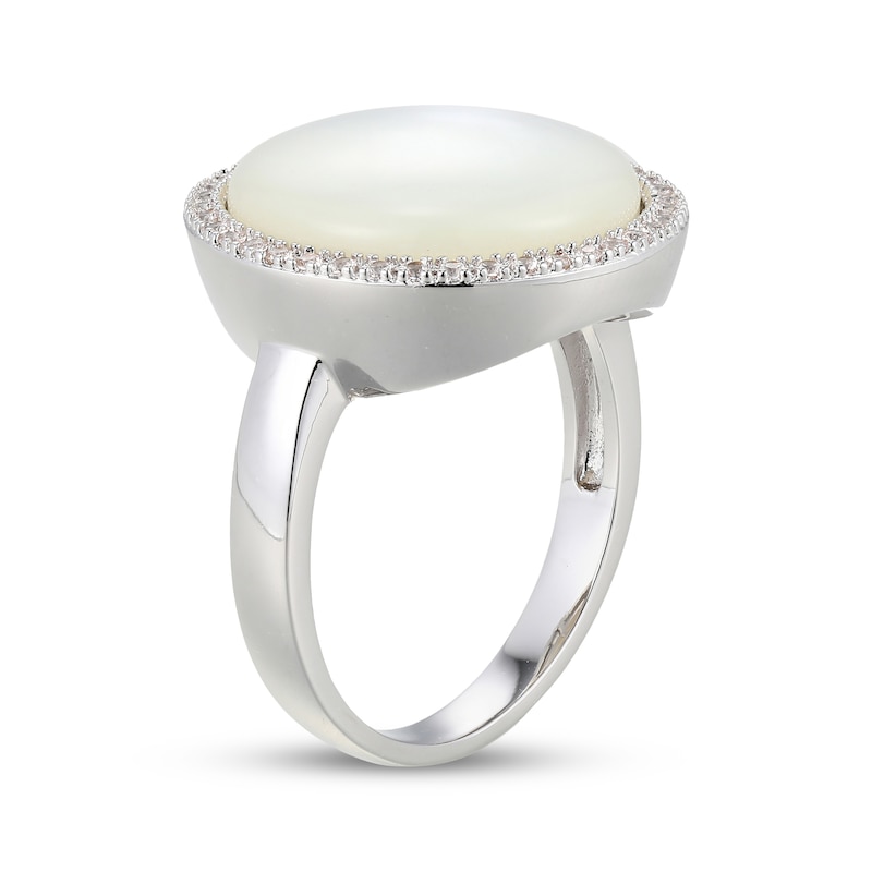 Main Image 2 of STUDIO BY KAY Mother-of-Pearl & White Lab-Created Sapphire Halo Ring Sterling Silver