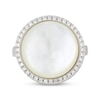 Thumbnail Image 3 of STUDIO BY KAY Mother-of-Pearl & White Lab-Created Sapphire Halo Ring Sterling Silver