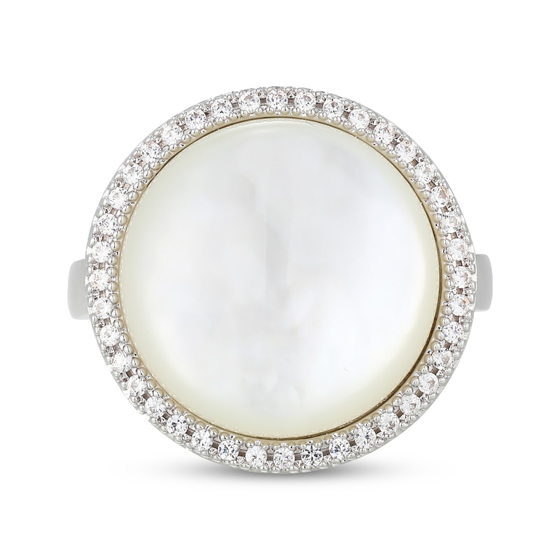 Main Image 3 of STUDIO BY KAY Mother-of-Pearl & White Lab-Created Sapphire Halo Ring Sterling Silver