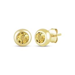 STUDIO BY KAY Citrine Bezel-Set Solitaire Stud Earrings 24K Yellow Gold Vermeil Sterling Silver