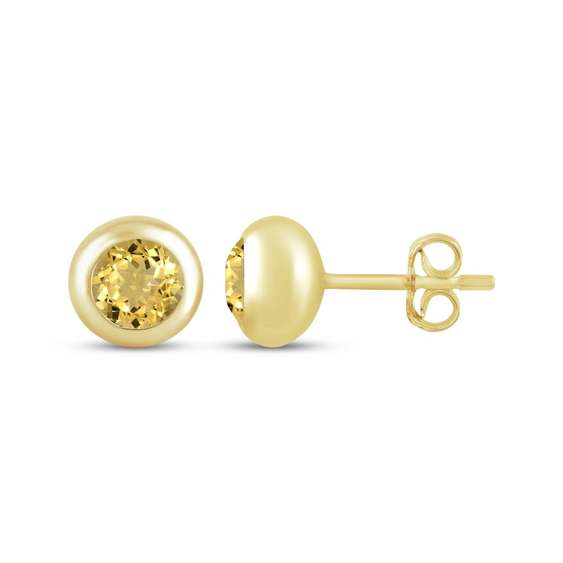 Main Image 3 of STUDIO BY KAY Citrine Bezel-Set Solitaire Stud Earrings 24K Yellow Gold Vermeil Sterling Silver