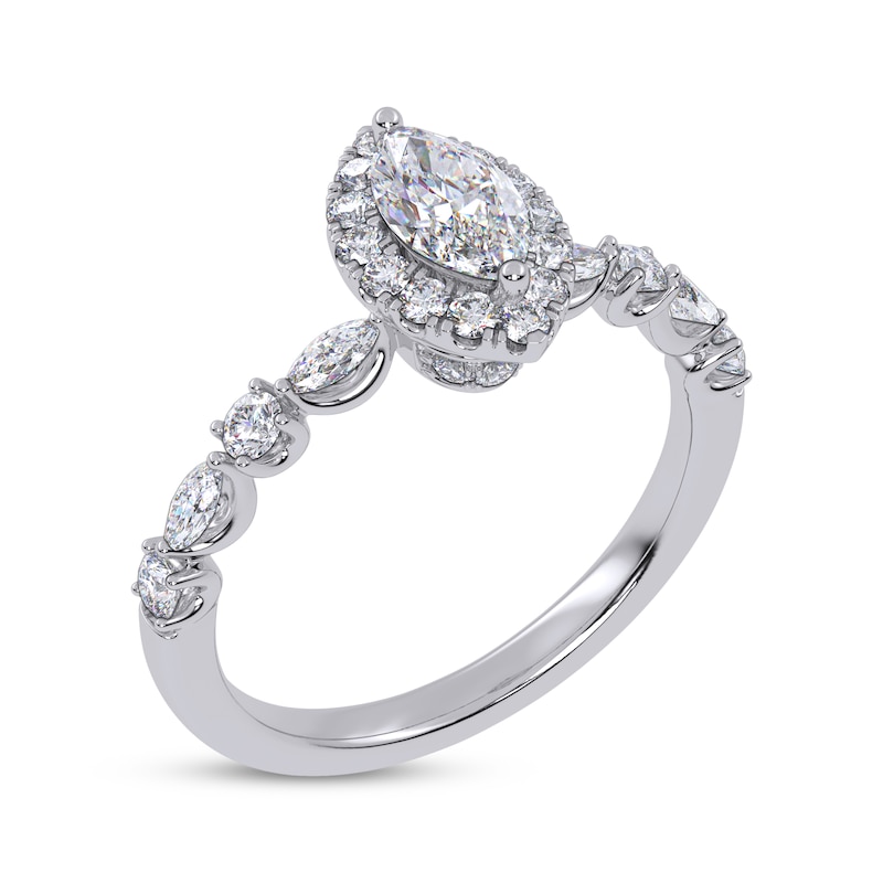 Main Image 2 of Now + Forever Lab-Grown Diamonds Marquise-Cut Halo Engagement Ring 3/4 ct tw 14K White Gold