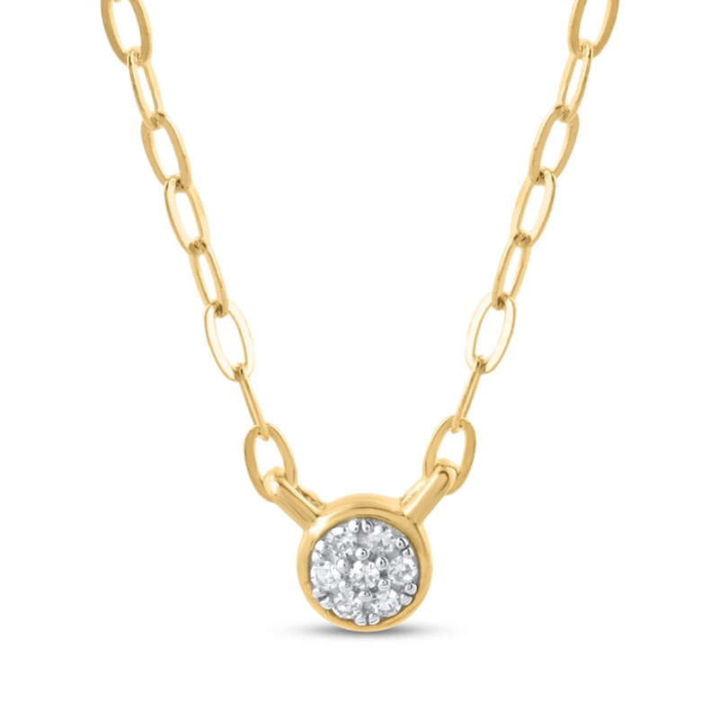 Main Image 1 of STUDIO BY KAY Multi-Diamond Circle Paperclip Chain Necklace 1/20 ct tw 24K Yellow Gold Vermeil Sterling Silver 18"