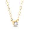 Thumbnail Image 2 of STUDIO BY KAY Multi-Diamond Circle Paperclip Chain Necklace 1/20 ct tw 24K Yellow Gold Vermeil Sterling Silver 18"