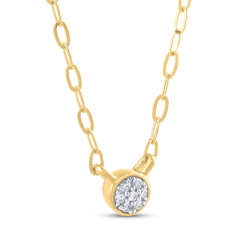 Main Image 2 of STUDIO BY KAY Multi-Diamond Circle Paperclip Chain Necklace 1/20 ct tw 24K Yellow Gold Vermeil Sterling Silver 18"
