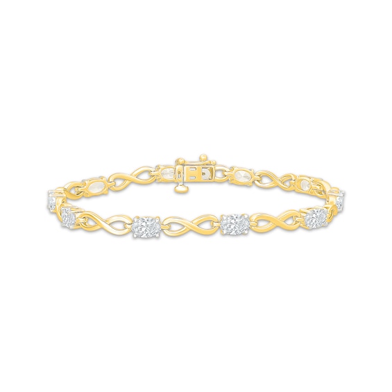 Oval-Cut White Lab-Created Sapphire Infinity Bracelet 24K Yellow Gold Vermeil Sterling Silver 7"