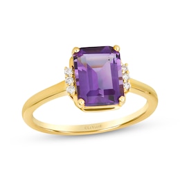 Le Vian Emerald-Cut Amethyst Ring 1/20 ct tw Diamonds 14K Honey Gold
