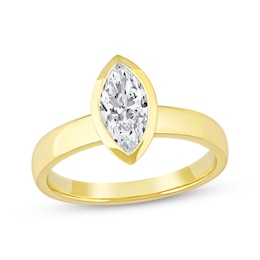 Now + Forever Lab-Grown Diamonds Marquise-Cut Bezel-Set Solitaire Engagement Ring 1 ct tw 14K Yellow Gold (F/VS2)