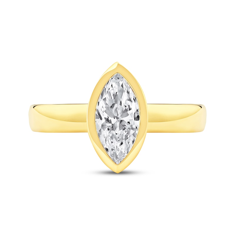 Main Image 4 of Now + Forever Lab-Grown Diamonds Marquise-Cut Bezel-Set Solitaire Engagement Ring 1 ct tw 14K Yellow Gold (F/VS2)