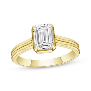 Now + Forever Lab-Grown Diamonds Emerald-Cut Solitaire Engagement Ring 1 ct tw 14K Yellow Gold (F/VS2)