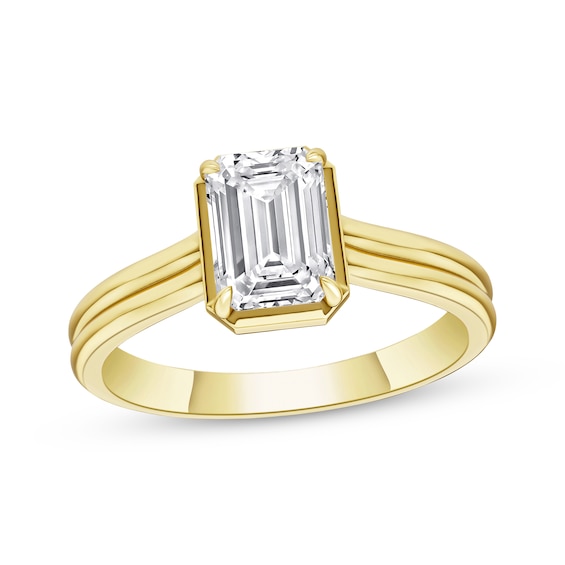 Now + Forever Lab-Grown Diamonds Emerald-Cut Solitaire Engagement Ring 1 ct tw 14K Yellow Gold (F/VS2)