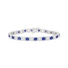 Thumbnail Image 1 of Cushion-Cut Blue Lab-Created Sapphire & Baguette-Cut White Lab-Created Sapphire Alternating Bracelet Sterling Silver 7"