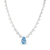 Thumbnail Image 1 of Pear-Shaped Swiss Blue Topaz & White Lab-Created Sapphire Necklace Sterling Silver 18"