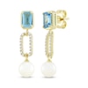 Thumbnail Image 1 of STUDIO BY KAY Cultured Pearl, Swiss Blue Topaz & White Lab-Created Sapphire Drop Earrings 24K Yellow Gold Vermeil Sterling Silver