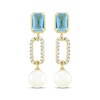 Thumbnail Image 2 of STUDIO BY KAY Cultured Pearl, Swiss Blue Topaz & White Lab-Created Sapphire Drop Earrings 24K Yellow Gold Vermeil Sterling Silver