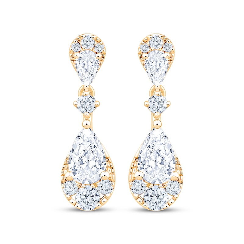 Main Image 2 of KAY Lab-Grown Diamonds Pear-Shaped Multi-Stone Teardrop Dangle Earrings 1-1/4 ct tw 10K Yellow Gold