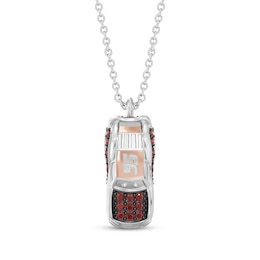 Disney Treasures Cars "Lightning McQueen" Garnet Necklace Sterling Silver & 10K Rose Gold 19"