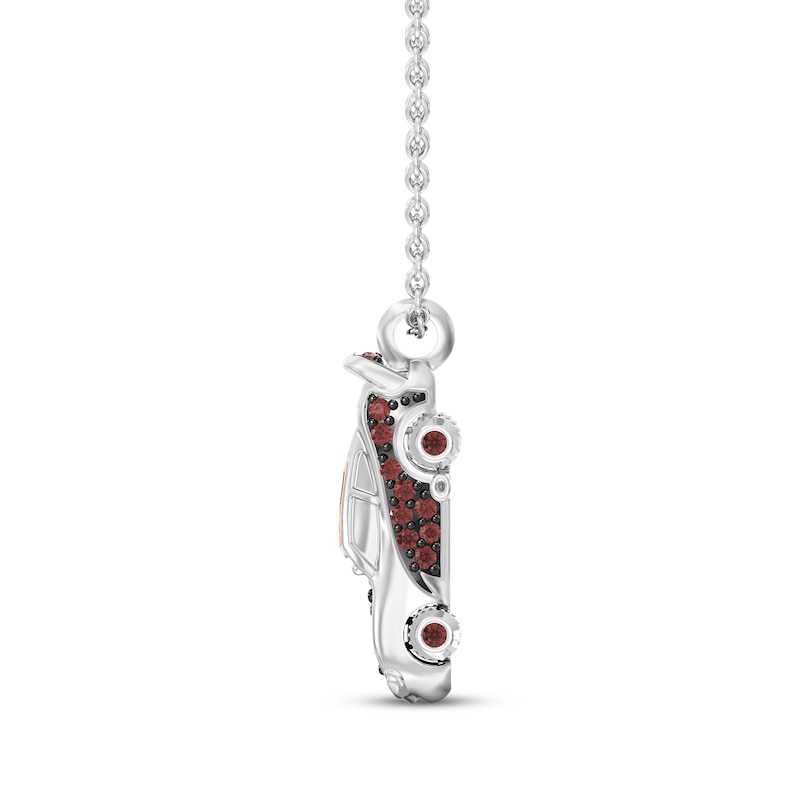 Main Image 2 of Disney Treasures Cars "Lightning McQueen" Garnet Necklace Sterling Silver & 10K Rose Gold 19"