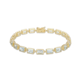STUDIO BY KAY Baguette-Cut Aquamarine Bracelet 24K Yellow Gold Vermeil Sterling Silver 7.25"