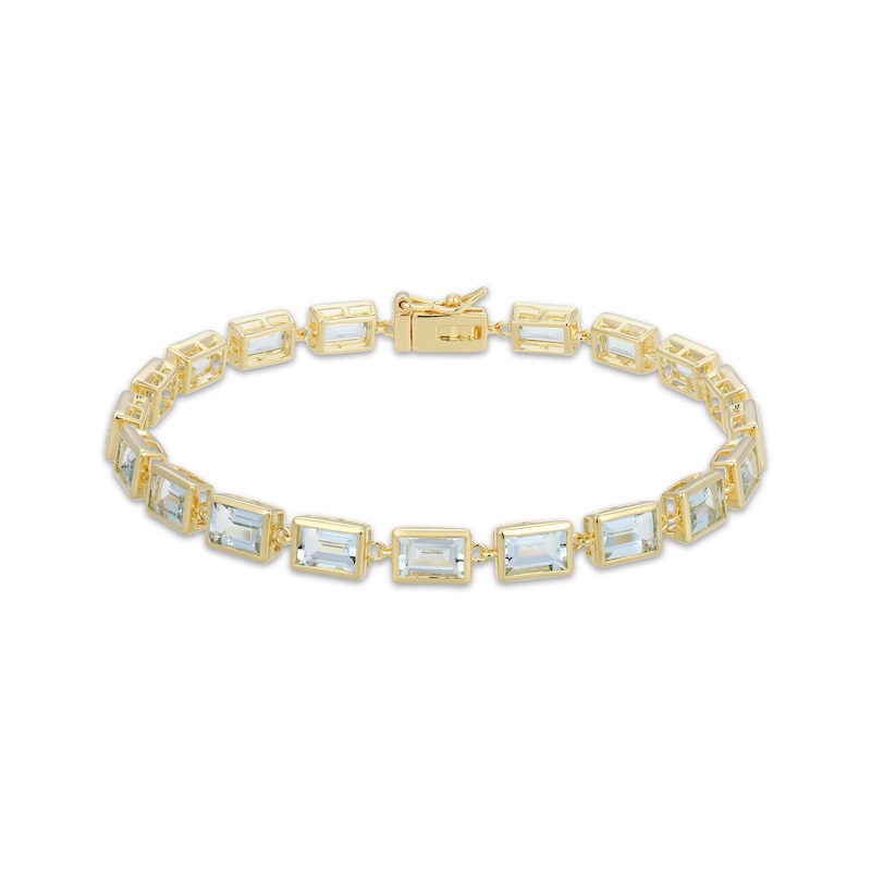 Main Image 1 of STUDIO BY KAY Baguette-Cut Aquamarine Bracelet 24K Yellow Gold Vermeil Sterling Silver 7.25"