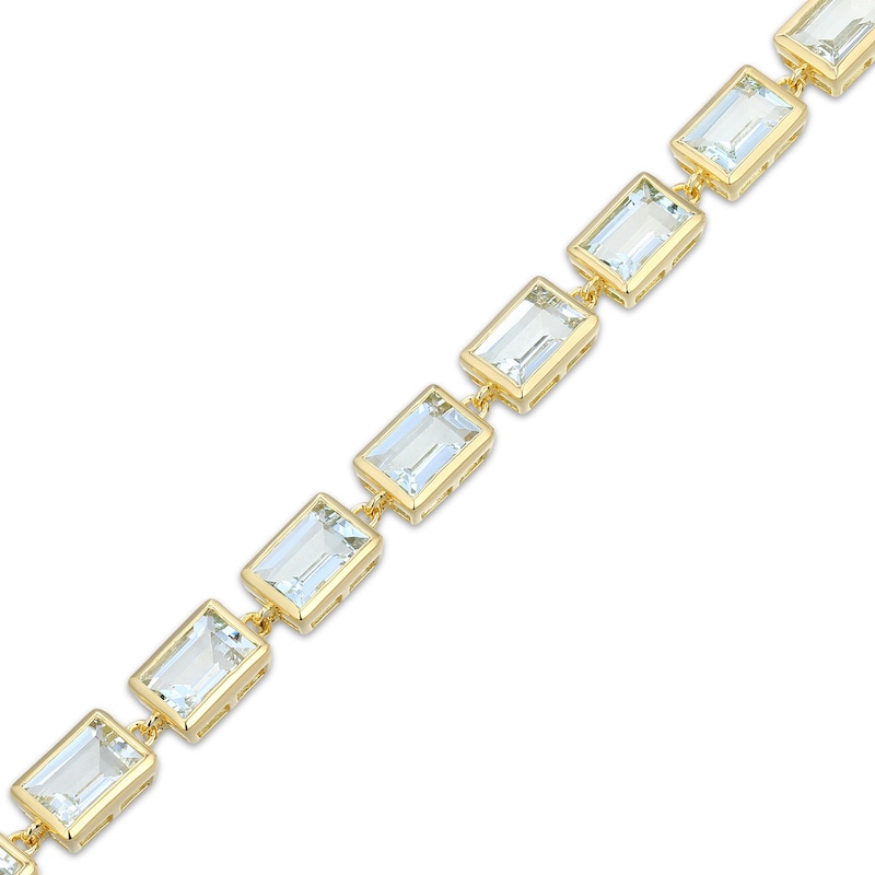Main Image 2 of STUDIO BY KAY Baguette-Cut Aquamarine Bracelet 24K Yellow Gold Vermeil Sterling Silver 7.25"