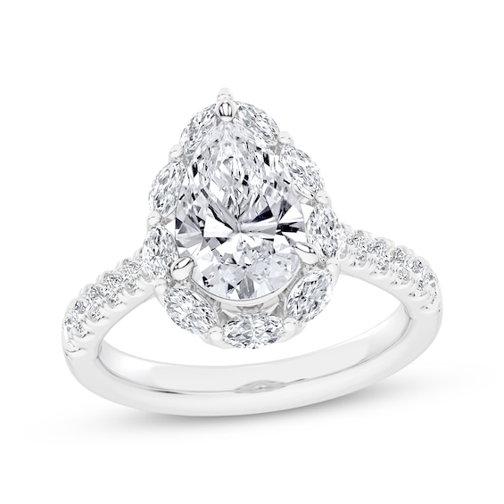 Now + Forever Lab-Grown Diamonds Pear-Shaped Halo Engagement Ring 2-3/4 ct tw 14K White Gold