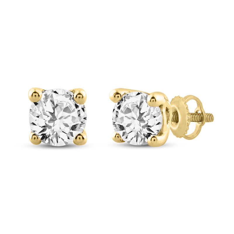 Main Image 1 of Round-Cut Diamond Solitaire Stud Earrings 1/5 ct tw 10K Yellow Gold (I/I3)