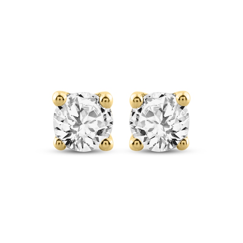 Main Image 2 of Round-Cut Diamond Solitaire Stud Earrings 1/5 ct tw 10K Yellow Gold (I/I3)