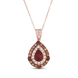 Le Vian Garnet Necklace 5/8 ct tw Diamonds 14K Strawberry Gold