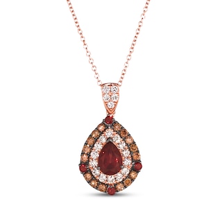 Le Vian Garnet Necklace 5/8 ct tw Diamonds 14K Strawberry Gold