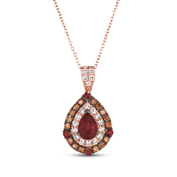 Le Vian Garnet Necklace 5/8 ct tw Diamonds 14K Strawberry Gold