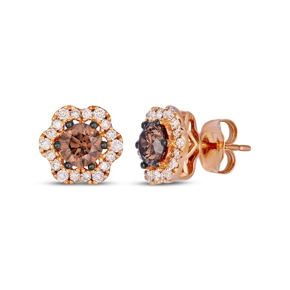 Le Vian Diamond Flower Stud Earrings 1-1/5 ct tw 14K Strawberry Gold