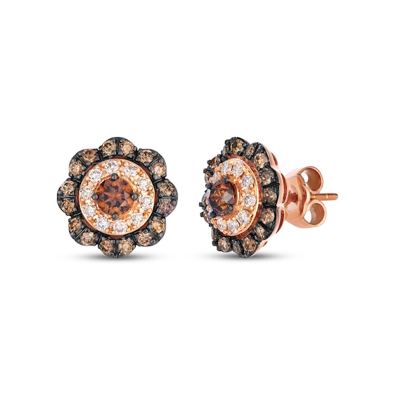 Le Vian Diamond Halo Stud Earrings 1 ct tw 14K Strawberry Gold