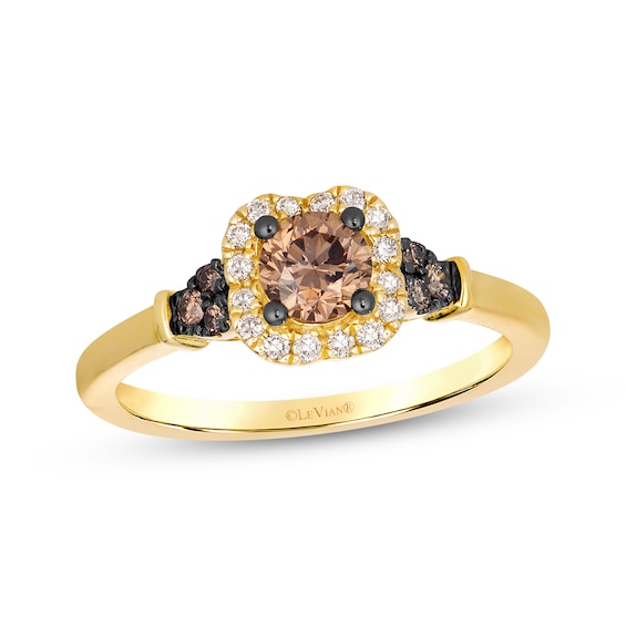 Le Vian Diamond Scalloped Halo Ring 5/8 ct tw 14K Honey Gold