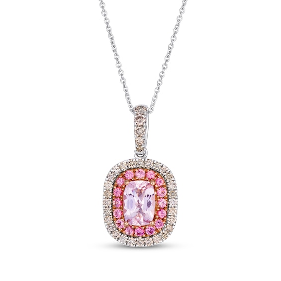 Le Vian Cushion-Cut Morganite & Pink Tourmaline Necklace 1/3 ct tw Diamonds 14K Two-Tone Gold 20"