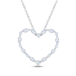 Neil Lane Artistry Marquise & Round-Cut Lab-Grown Diamond Heart Necklace 1-1/3 ct tw 14K White Gold 18"