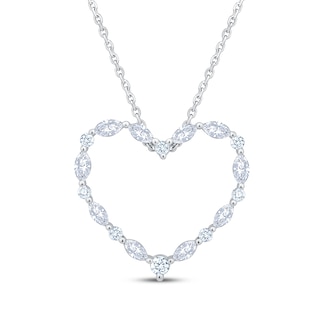 Neil Lane Artistry Marquise & Round-Cut Lab-Grown Diamond Heart Necklace 1-1/3 ct tw 14K White Gold 18"