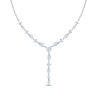 Neil Lane Artistry Marquise & Round-Cut Lab-Grown Diamond Y Necklace 1-1/2 ct tw 14K White Gold 18"