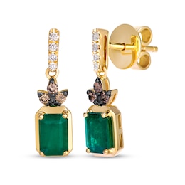 Le Vian Octagon-Cut Emerald Dangle Earrings 1/8 ct tw Diamonds 14K Honey Gold