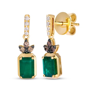 Le Vian Octagon-Cut Emerald Dangle Earrings 1/8 ct tw Diamonds 14K Honey Gold