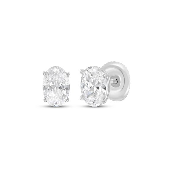 KAY Lab-Grown Diamonds Certified Oval-Cut Solitaire Stud Earrings 1 ct tw 14K White Gold (F/VS2)