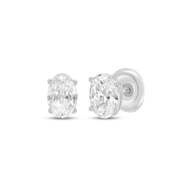 Main Image 1 of KAY Lab-Grown Diamonds Certified Oval-Cut Solitaire Stud Earrings 1 ct tw 14K White Gold (F/VS2)