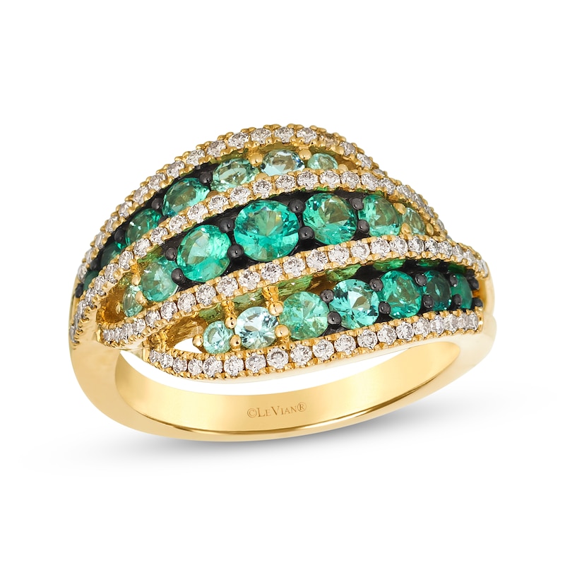 Main Image 1 of Le Vian Natural Emerald Ombré Ring 3/8 ct tw Diamonds 14K Honey Gold