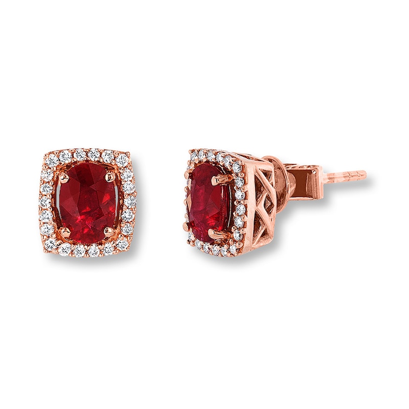 Le Vian Natural Ruby 1/6 ct tw Diamonds 14K Strawberry Gold Earrings with 360