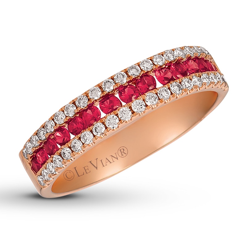 Le Vian Natural Ruby Ring 1/3 cttw Diamonds 14K Strawberry Gold