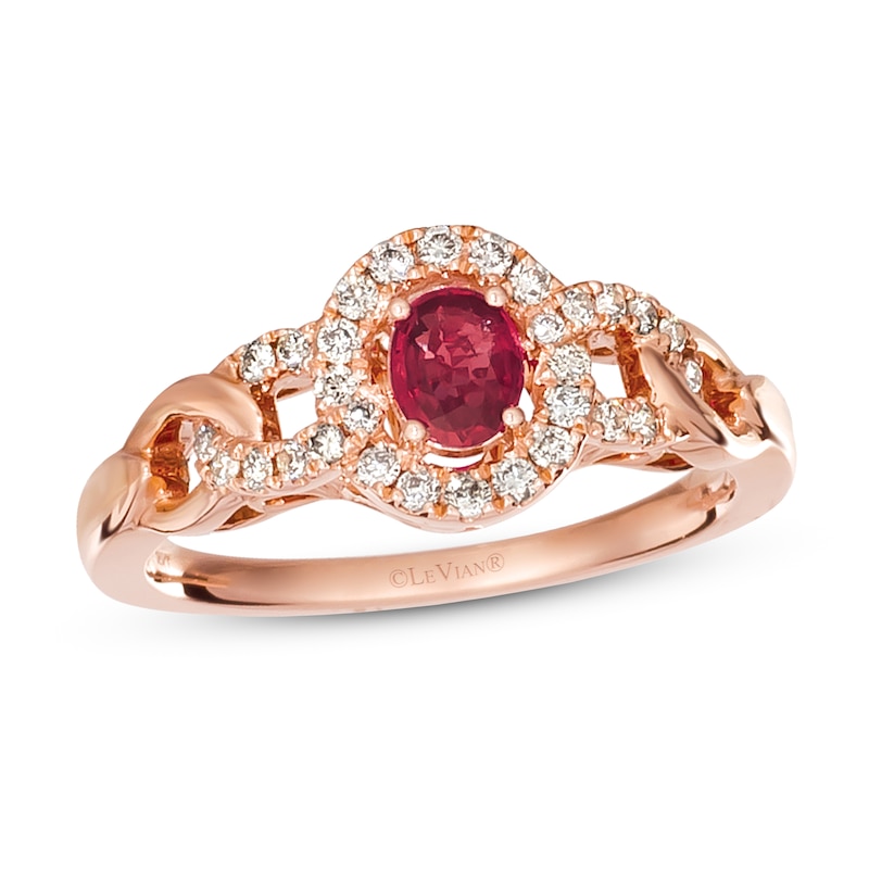 Le Vian Ruby Ring 1/4 ct tw Diamonds 14K Strawberry Gold