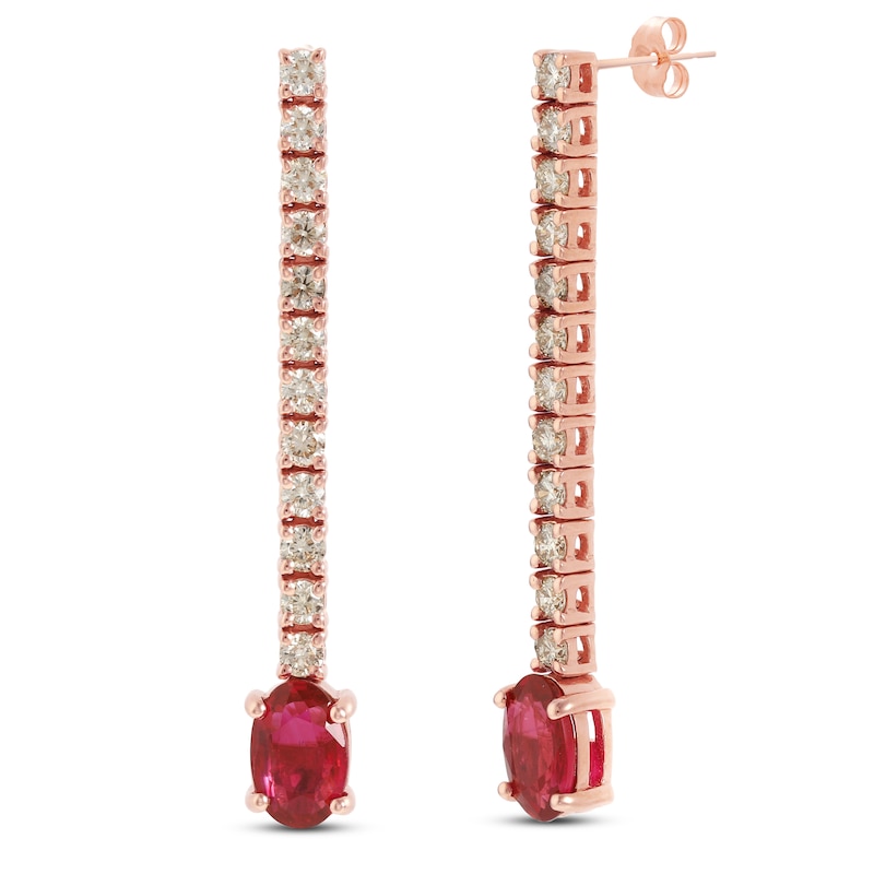 Main Image 1 of Le Vian Ruby Earrings 1/2 ct tw Diamonds 14K Strawberry Gold