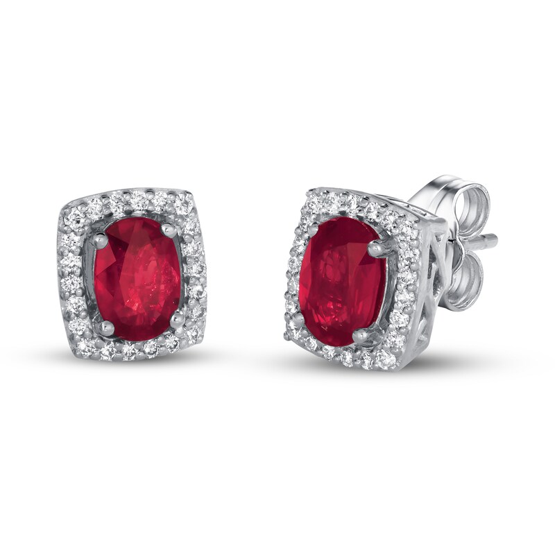Main Image 1 of Le Vian Ruby Earrings 1/6 ct tw Diamonds 14K Vanilla Gold